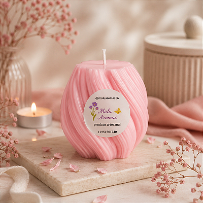 Vela Aromática de chorar no prato. Flor de Cerejeira