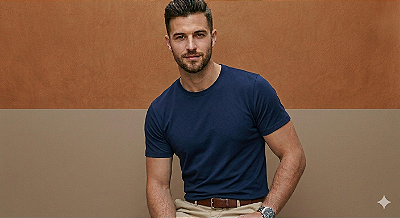 Camiseta Basica Masculina Azul