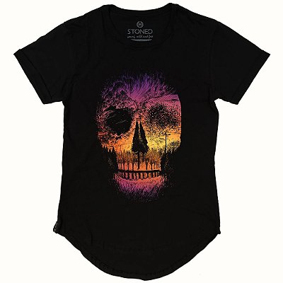 Camiseta Longline Landscape Skull