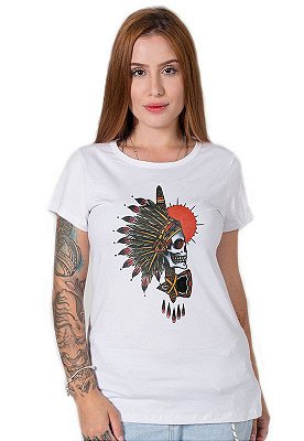 Camiseta Feminina Indian Chief Skull