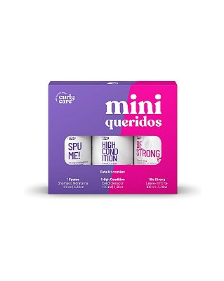 Curly Care Mini Queridos: Kit Higienizacao - Spume 100ml + High condition 100ml + Be Strong 100ml