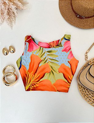 Cropped Blue Floral
