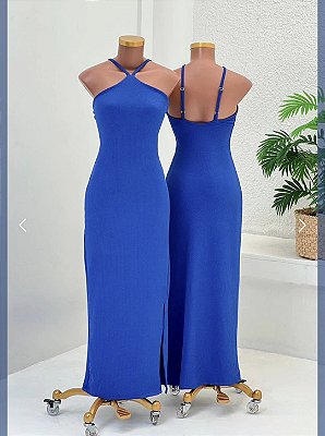 Vestido Midi Azul Caneta