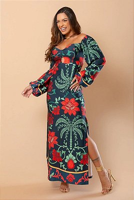 Vestido Longo Celeste Vermelho