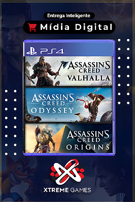 ASSASSIN'S CREED ORIGINS + ODYSSEY + VALHALLA PS4 | MÍDIA DIGITAL