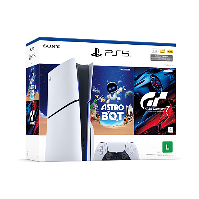 Console Sony PlayStation 5, Com Leitor de Discos, SSD 1TB, Controle Sem Fio DualSense + 2 Jogos
