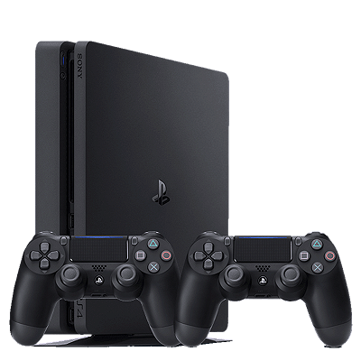 Sony PlayStation 4 Slim 500GB – Black (Semi-Novo) + 2 Controles + Jogo Sortido