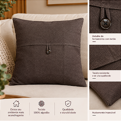 Capa para Almofada Solid c/ Botão 40cmx40cm 100% Algodão