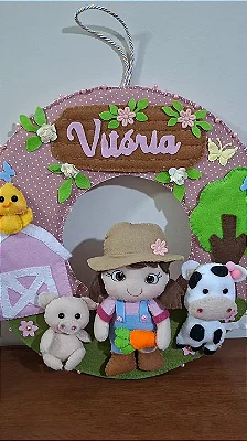 Guirlanda Fazendinha Artesanal Rosa-Claro