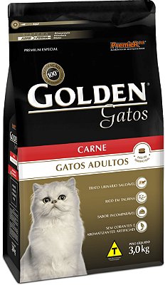 Ração Golden Gatos Adultos Carne 3Kg