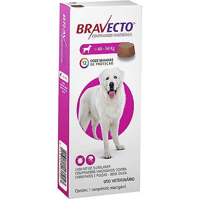 Bravecto Cães 40 a 56kg 1400mg MSD Antipulgas e Carrapatos