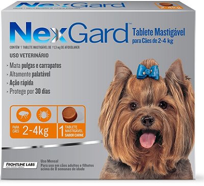 Nexgard P Cães 2 a 4kg Antipulgas e Carrapatos Merial