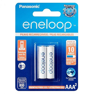 Pilha AAA RecarregávelL ENELOOP 800MA AAA BLISTER COM 2pç BK-4MCCE/2BB Panasonic