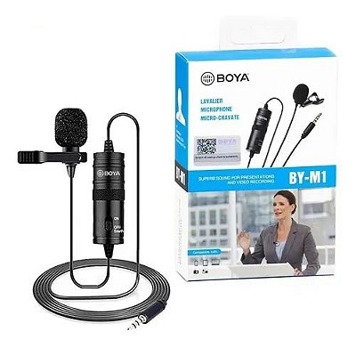 Microfone Boya Lapela BY-M1 para Smartphone e Câmera