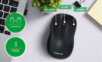 Mouse Sem Fio Intelbras 3 Botões Ambidestro Msi 50 Msi50