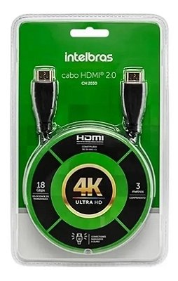 Cabo Hdmi Intelbras 3 Metros  2.0 4K Ultra Hd 19 + 1 vias CH 2030