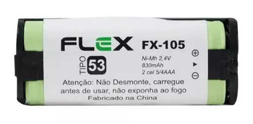 Bateria Telefone Panasonic T105 Flex FX 105 2,4V 830mAh Telefone Sem Fio Tipo 53