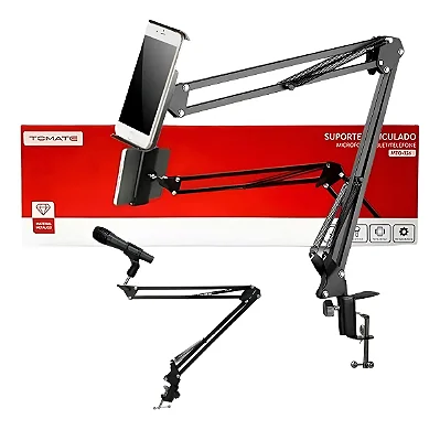 Suporte Tablet Microfone Articulado De Mesa Com Morsa Tomate MTG 126