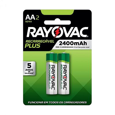 PILHA RECARREGAVEL PLUS AA RAYOVAC COM 2PILHAS 2400MHA SPL715-2LA 1,2V NI-MH