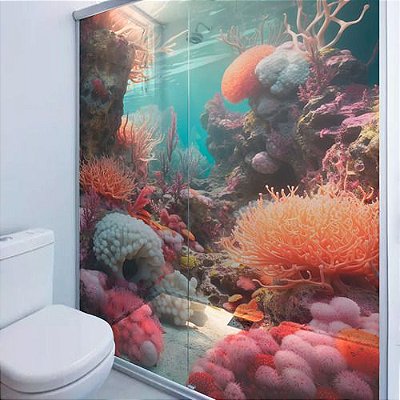 Adesivo Box 3d Transparente Coral Colorido 2 Folhas 70x200cm