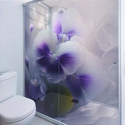 Adesivo Box 3d Transparente Floral Violetas 2folhas 70x200cm