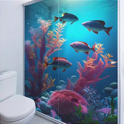 Adesivo Box3d Transparente Coral Aquarela 2folhas 70x200cm