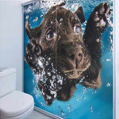 Adesivo Box Banheiro Película 3d Cachorro 2folhas 75x200cm
