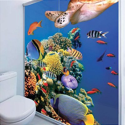 Adesivo Box Banheiro 3d Corais Padrão 2 Folhas 75x200cm M107