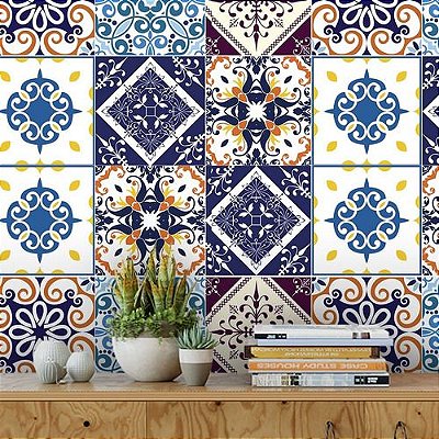 5 Metros - Papel de Parede Azulejo Português Clássico Cozinha Lavatório