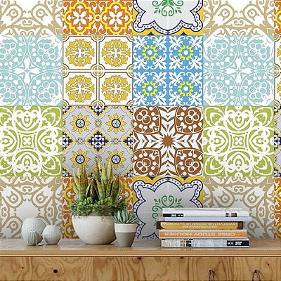 5 Metros - Papel de Parede Azulejo Português Grande Color Cozinha Lavatório