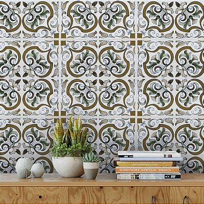 5 Metros - Papel de Parede Azulejo Arabesco Cozinha Lavatório