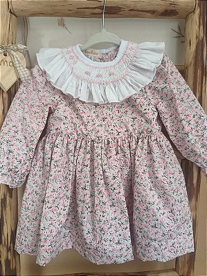 Vestido Ponto Smock rosa delicado
