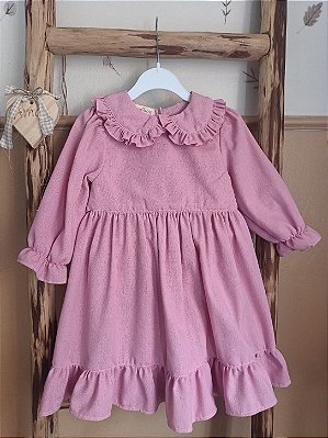 Vestido Margarida Manga Longa com Babado na Gola