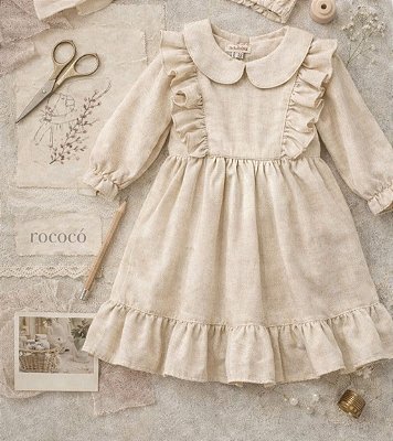 Vestido Magnólia com Gola e Babado