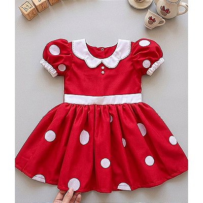 Vestido Infantil Minnie com Gola Personalizada