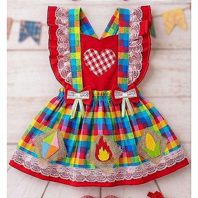Vestido Infantil Festa de São João Estampado