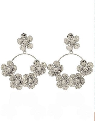 Brinco Design Flores - Prata