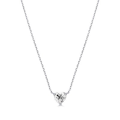 Colar de Prata 925 com Pingente Coração Moissanite 8x8mm