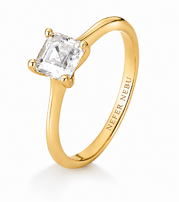 Anel Solitário Moissanite Carré Caixa Alta 4mm