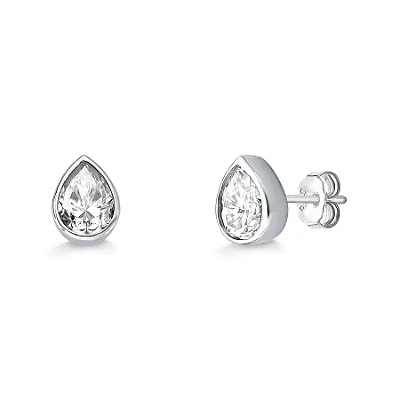 Brinco Moissanite Gota 6x8mm 2,5ct em Prata 925 com Banho de Ródio