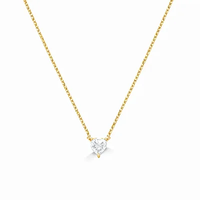 Colar Coração Moissanite Prata 925 com Banho de Ouro 18K