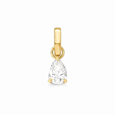 Pingente Gota Moissanite em Prata 925 com Banho de Ouro 18K