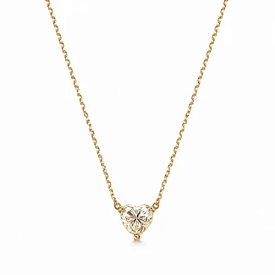 Colar Coração Moissanite 8x8mm 2ct em Prata 925 com Banho de Ouro 18K