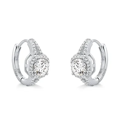 Brinco Argola Moissanite 5mm 0,5ct em Prata 925 com Banho de Ródio
