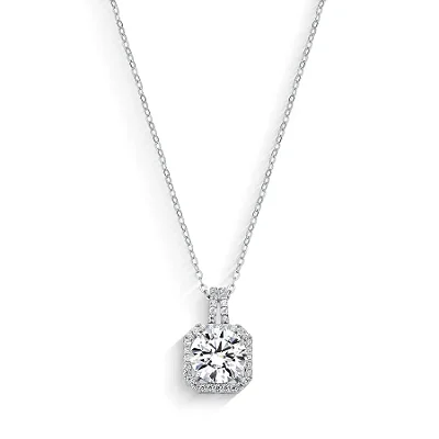 Colar Moissanite 8mm em Prata 925 com Banho de Ródio