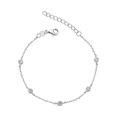 Pulseira Pontos de Luz Moissanite em Prata 925 com Banho de Ródio
