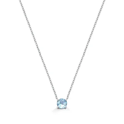 Colar Ponto de Luz Topázio Azul 6mm em Prata 925 com Banho de Ródio