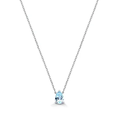 Colar Gota Topázio Azul 6x9mm em Prata 925 com Banho de Ródio