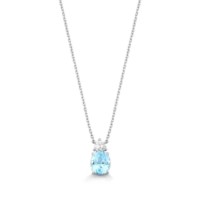 Colar Topázio Azul Natural com Moissanite 0,5ct em Prata 925