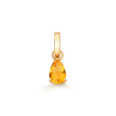 Pingente Citrino Natural Oval em Prata 925 com Banho de Ouro Amarelo 18K
